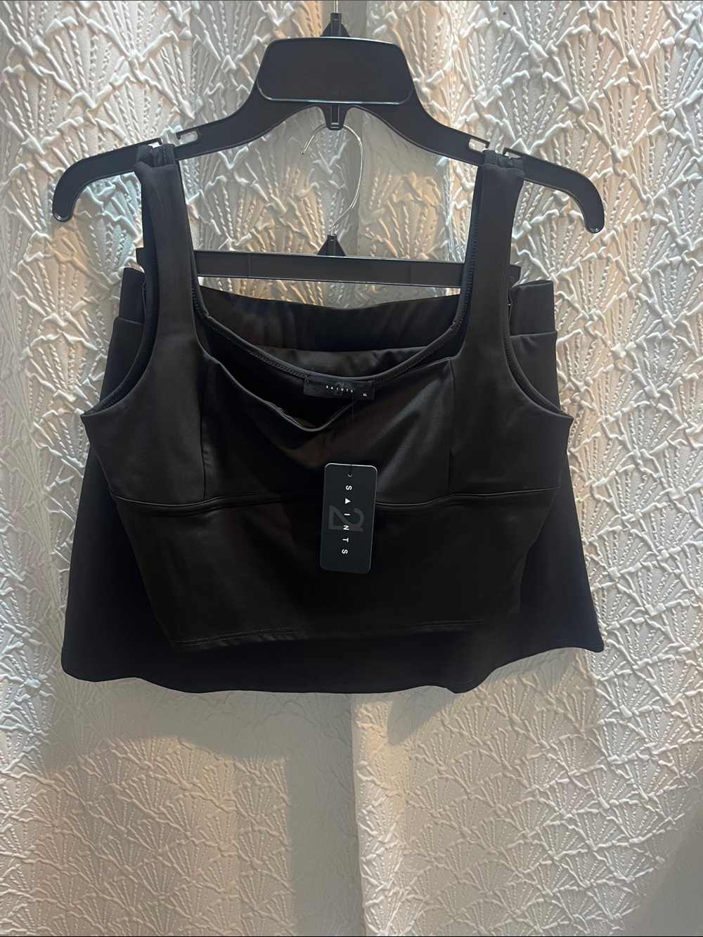NWT 21 Saints Black Structured Cropped Tank Top And Skirt Set